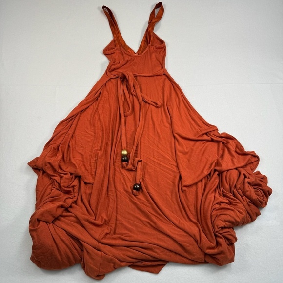 Tricia Fix Boho Flowy Sleeveless Maxi Dress Womens Size XS Belted Beads - Picture 2 of 9